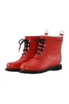 Ilse Jacobsen Medium Length Rubber Lace Up Wellington Boots Deep Red Rub 15 303 In Red