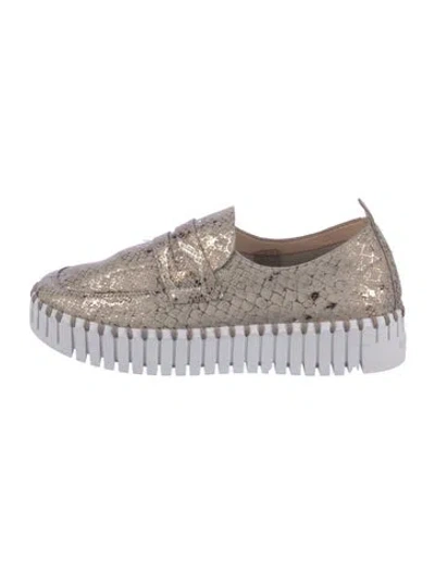 Pre-owned Ilse Jacobsen Suede Colorblock Pattern Oxfords In Gray
