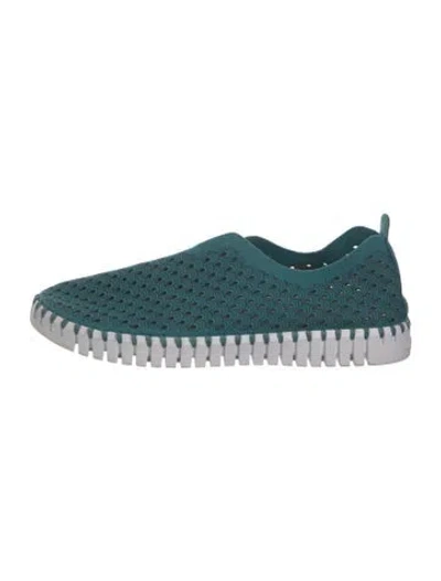 Pre-owned Ilse Jacobsen Suede Graphic Print Sneakers In Blue