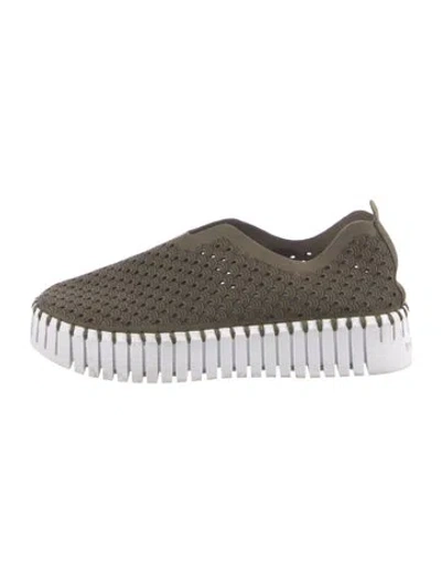 Pre-owned Ilse Jacobsen Suede Lace Pattern Sneakers In Green