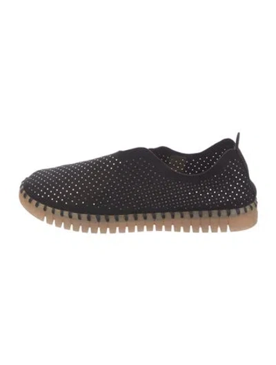 Pre-owned Ilse Jacobsen Suede Lasercut Accents Sneakers In Black