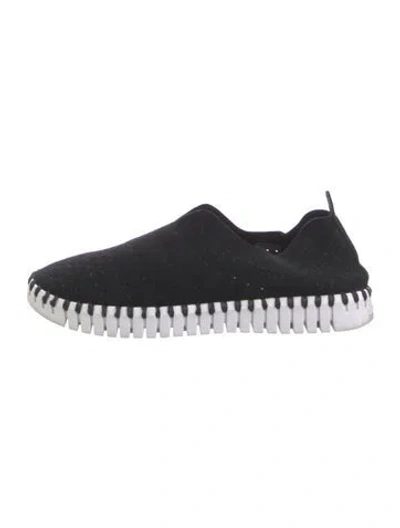 Pre-owned Ilse Jacobsen Suede Lasercut Accents Sneakers In Black/white