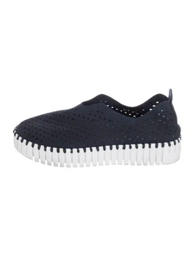 Pre-owned Ilse Jacobsen Suede Lasercut Accents Sneakers In Blue