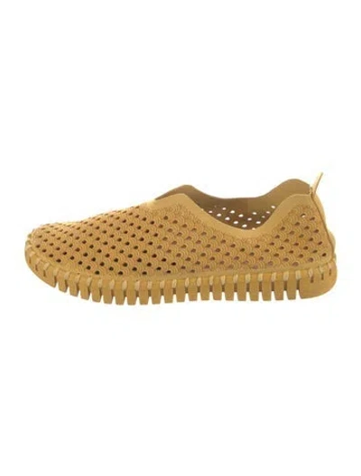 Pre-owned Ilse Jacobsen Suede Lasercut Accents Sneakers In Yellow