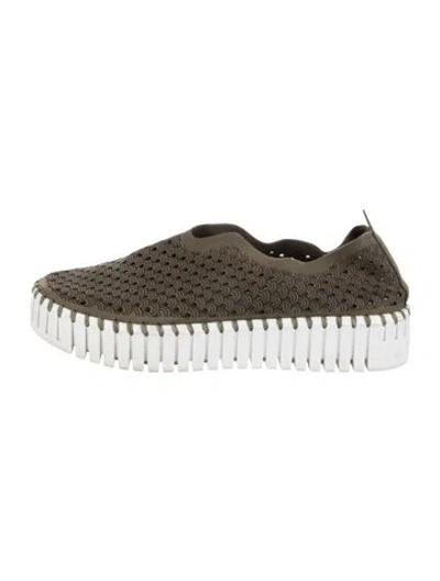 Pre-owned Ilse Jacobsen Suede Printed Flats In Green