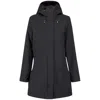 Ilse Jacobsen Teflon Rain Jacket Womens 10 Black Full Zip Hooded Pockets Gbo303 In Black
