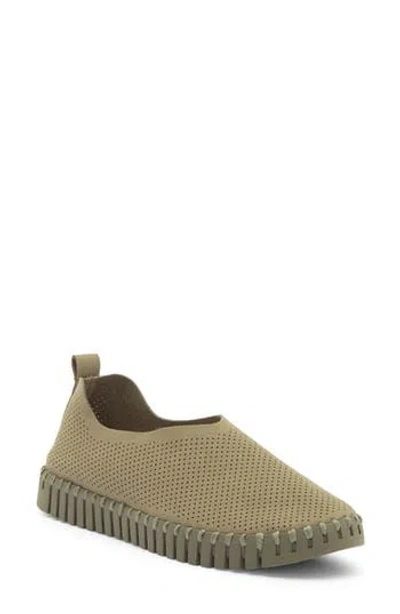 Ilse Jacobsen Tulip Perforated Slip On Sneaker In Army