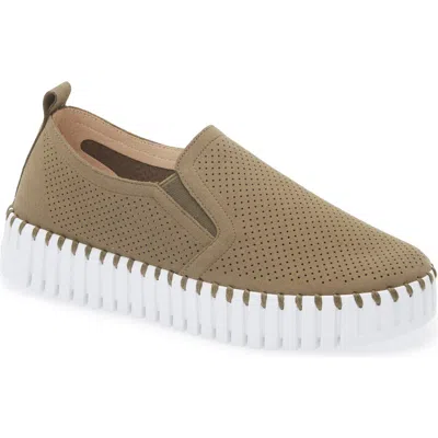Ilse Jacobsen Tulipu Perforated Platform Sneaker In Deep Olive