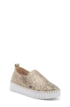 Ilse Jacobsen Tulipu Snake Print Perforated Platform Sneaker In Wheat/ Metallic Multi