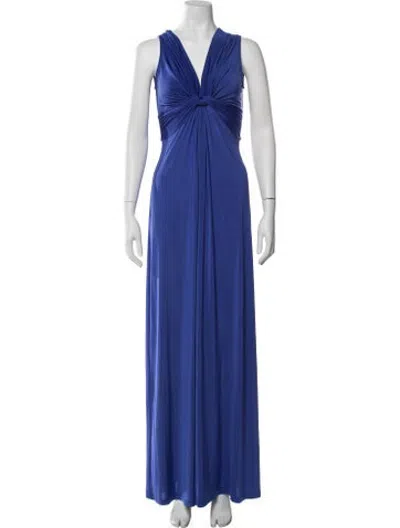 Pre-owned Ilse Jacobsen V-neck Long Dress In Blue