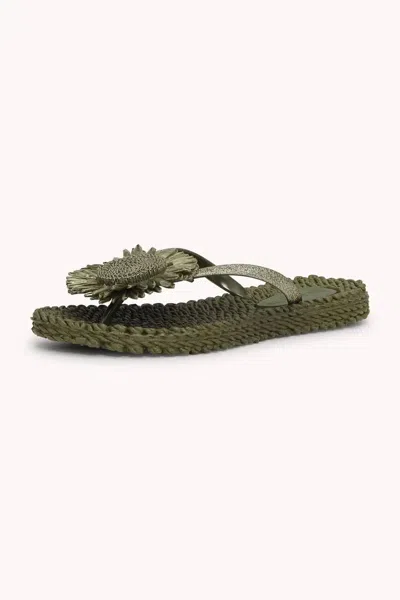 Ilse Jacobsen Women's Cheerful Flower Flip Flops In Army In Green
