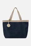 Ilse Jacobsen Women's Large Braided Beach Bag In Dark Indigo/ Sand Pile
