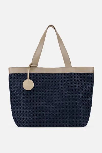 Ilse Jacobsen Women's Large Braided Beach Bag In Dark Indigo/ Sand Pile In Multi