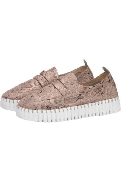 Ilse Jacobsen Women's Tulip 3868 Snake Platform Loafer In Adobe Rose