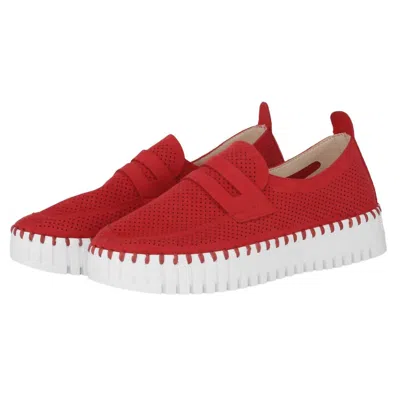 Ilse Jacobsen Women's Tulip 3870 Platform Loafer In Deep Red