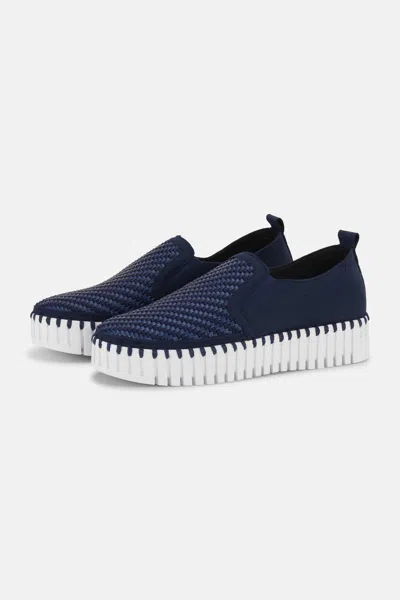 Ilse Jacobsen Women's Tulip 3876 Platform Flat Shoe In Dark Indigo White In Blue