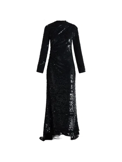 Ilta Adeline Sequin Open-back Maxi Dress In Black