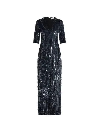 Ilta Allegra Sequin V-neck Maxi Dress In Black