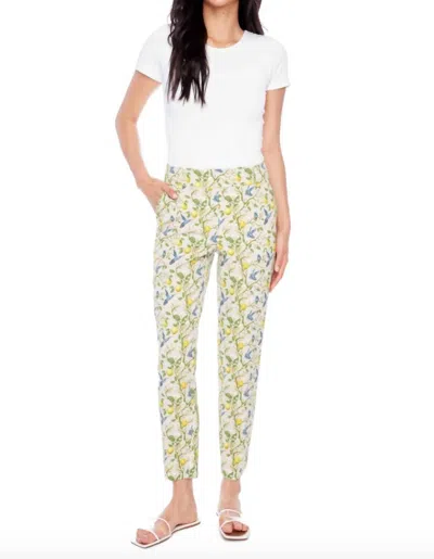 Iltm Birdy Cigarette Slim Fit Pant In Green Multi In White