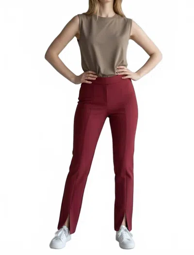 Iltm Blake Front Slit Pants In Cabernet In Red