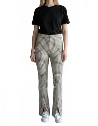 Iltm Blake Plaid Slit Pant In Black And Tan