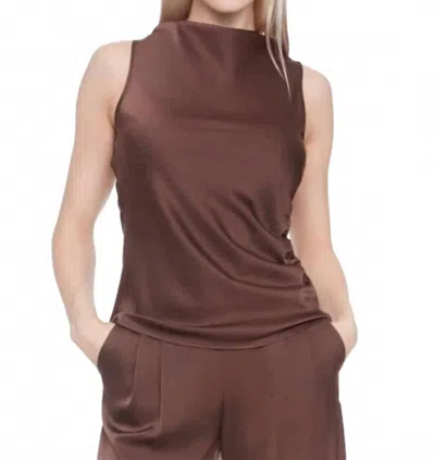 Iltm Satin Sleeveless Top In Brown