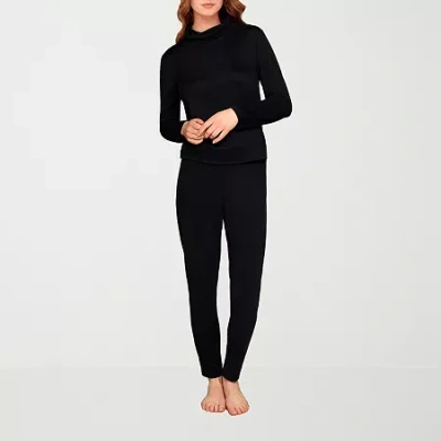 Ilusion Womens Long Sleeve 2-pc. Pajama Set In Black