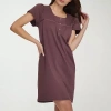 Ilusion Womens Scoop Neck Short Sleeve Nightshirt In Brown