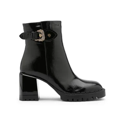 Ilvi Alcinia Black Wrinkled Patent Leather Women's Boot