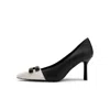 Ilvi Black / Neutrals Yoro Beige-black Leather Women's Pump In Black