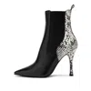 Ilvi Black / White Vaso Black-white Leather Women's Heeled Boot With Snake Print In Black/white
