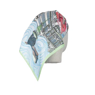 Ilvi Green / Blue Asmara Green-blue Silk Twill Women's Shawl In Gray