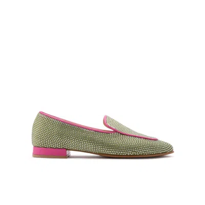 Ilvi Himari Green Suede Leather Women's Loafer With Stones