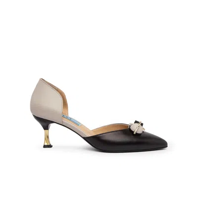 Ilvi Neutrals / Black Nurdey Black-beige Leather Women's Heeled Sandal