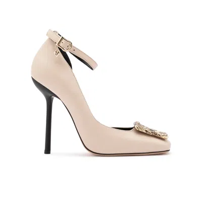 Ilvi Neutrals Jannali Cream Floater Leather Women's Heeled Sandal In Multi