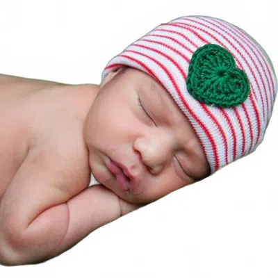 Ilybean Kids' Christmas Heart Nursery Cap In Red/white/green In Pink