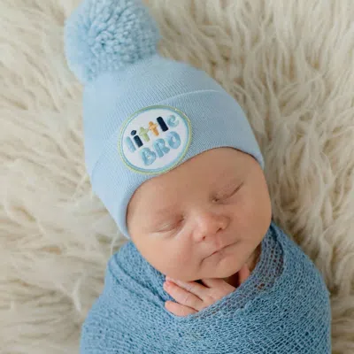 Ilybean Kids' Little Brother Nursery Hat With Pom Pom In Blue