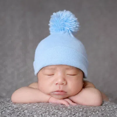 Ilybean Kids' Nursery Hat With Pompom In Blue In Brown