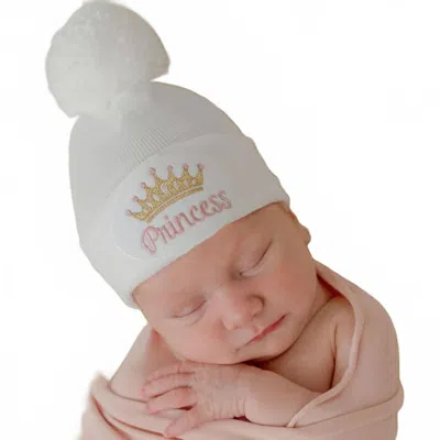 Ilybean Kids' Princess Nursery Hat With Pom Pom In White
