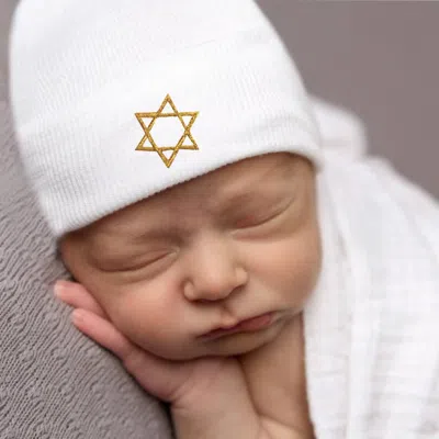Ilybean Kids' Star Of David Nursery Hat In White