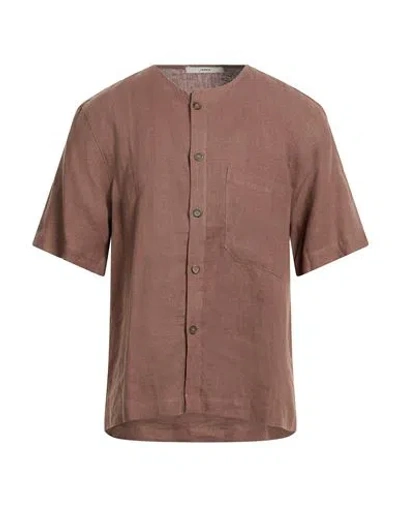 I'm Brian Man Shirt Dark Brown Size Xxl Linen In Multi