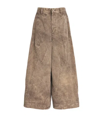 Im Men Cotton Elements Wide-leg Trousers In Brown