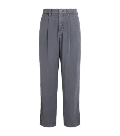 Im Men Cotton Pigment-dyed Trousers In Gray