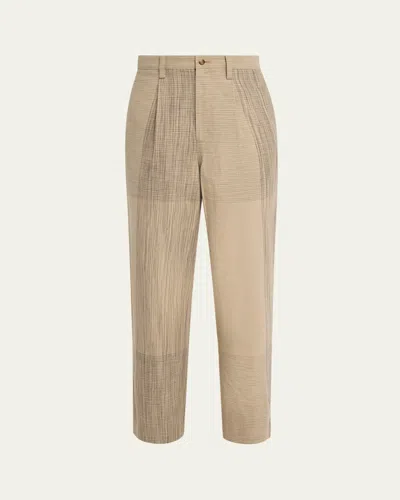 Im Men Men's Kasuri Cotton Maxi-check Pants In Neutral