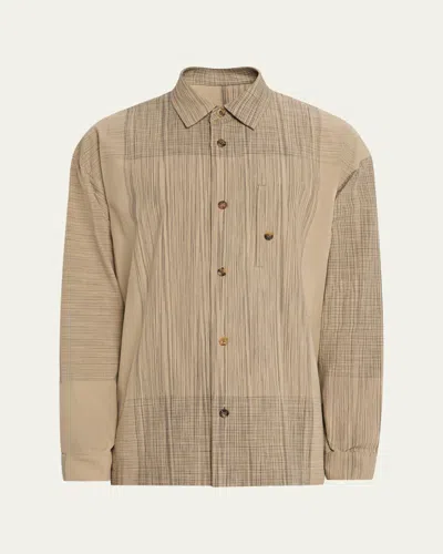 Im Men Men's Kasuri Maxi-check Pocket Sport Shirt In Brown