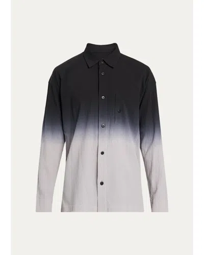 Im Men Men's Textured Cotton Drip Degrade Button-down Shirt In Blue/white