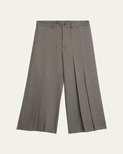 Im Men Men's Wool Like Light Pleated Trousers In Gray