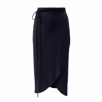 Imaatu Women's Black Drape Elastic Viscose Wrap Skirt - Draped Folds With Long Straps