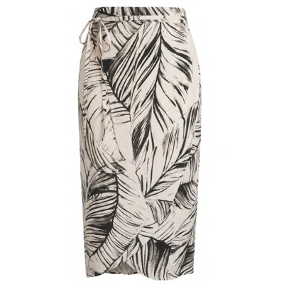 Imaatu Women's Black / Neutrals Drape Palms Butter Asymmetrical Sustainable Viscose  Wrap Midi  One Size Sk
