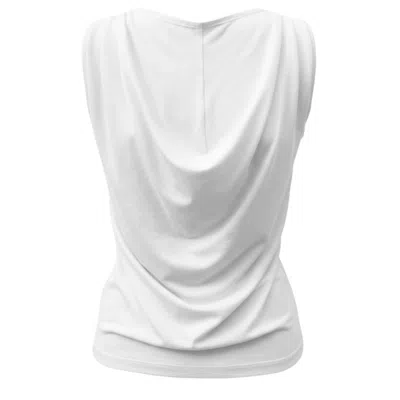Imaatu Women's Onu White Top - Sculpting Elastic Viscose With Draped Neckline